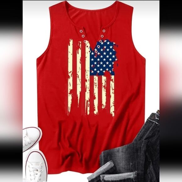 Women's American Flag Print Tank - Picture 2 of 3